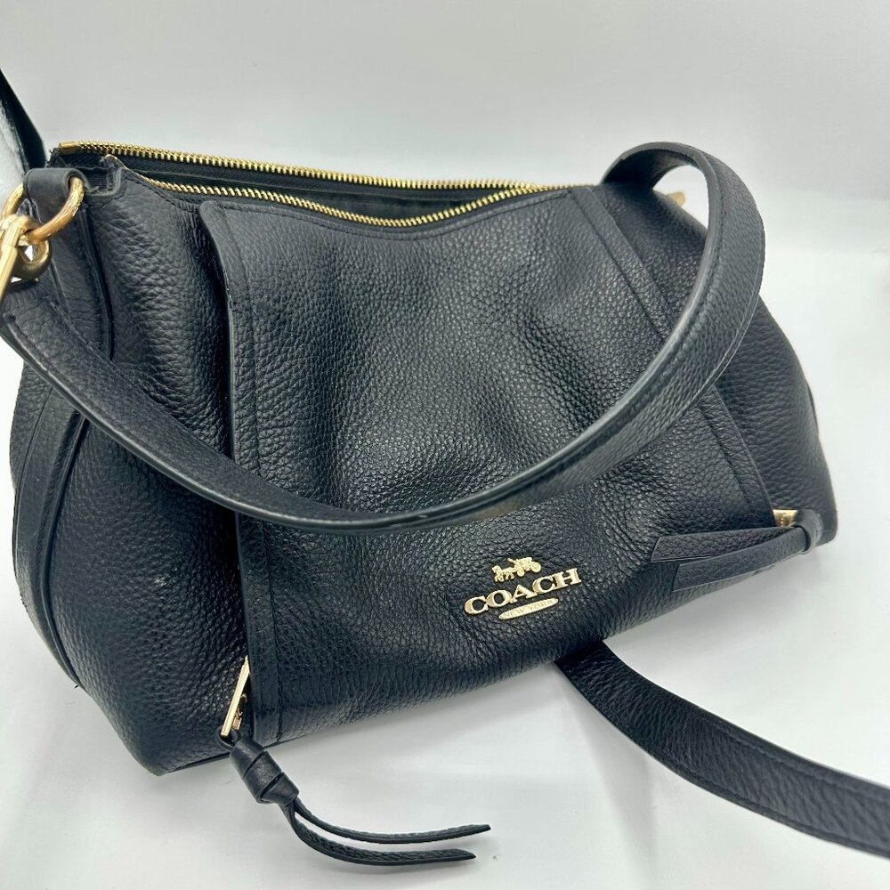 COACH Black Pebbled Leather Shoulder Bag